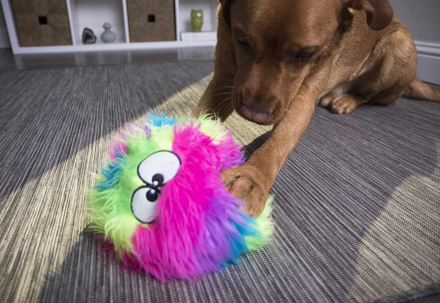 goDog Furballz Squeaky Plush Ball Dog Toy, Chew Guard Technology Plush