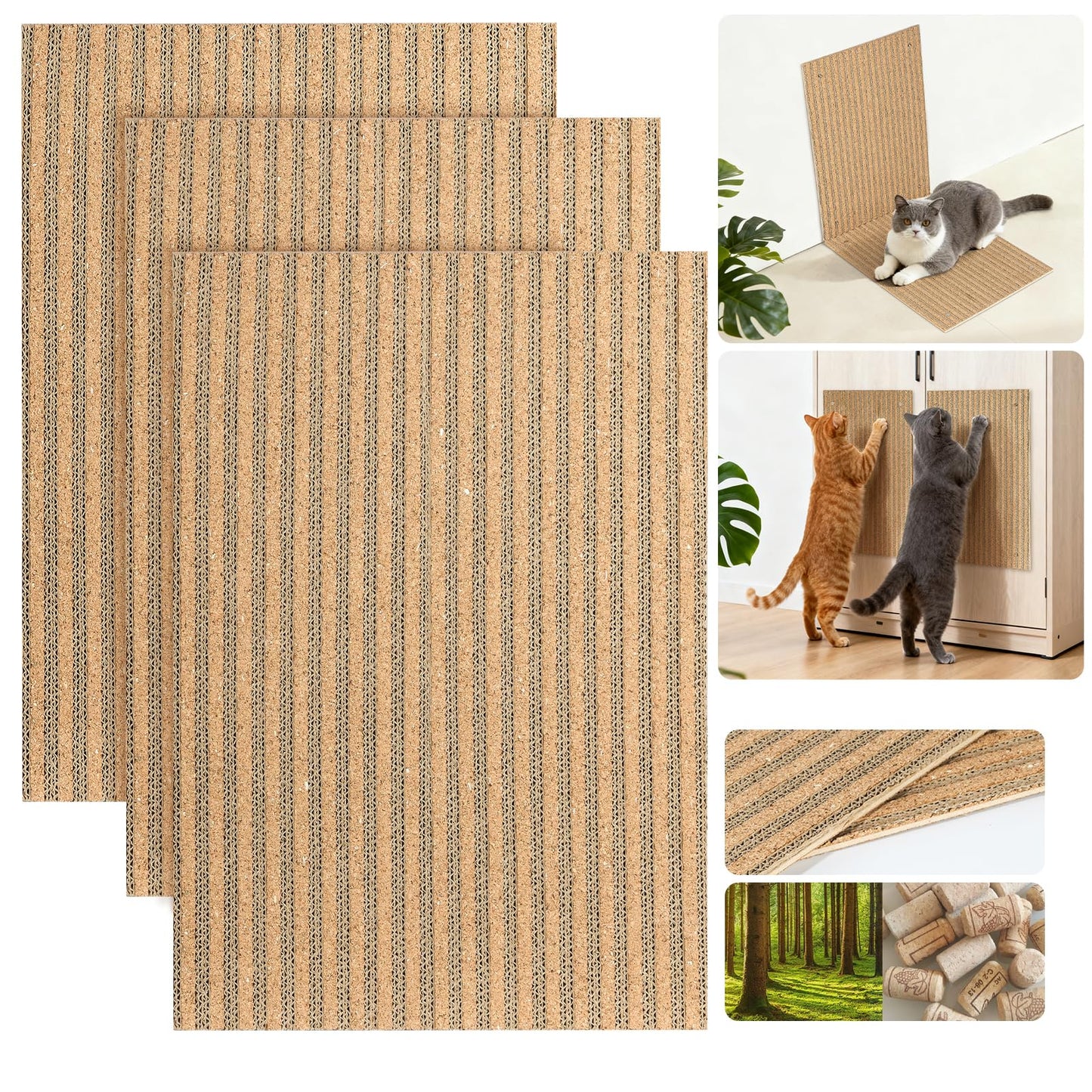 Natural Cork Cat Scratcher Boards for Wall Floor Natural Scratcher