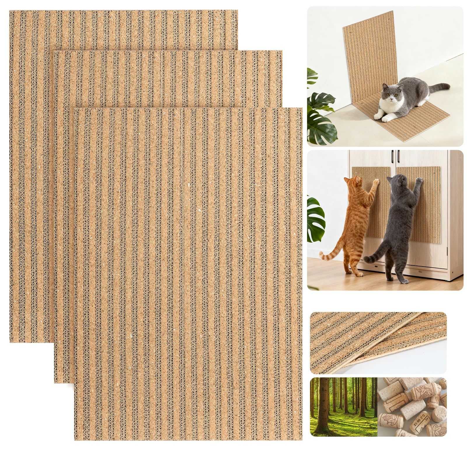 Natural Cork Cat Scratcher Boards for Wall Floor Natural Scratcher