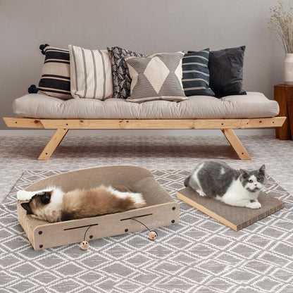 FUKUMARU Cat Scratcher Bed, 2 Reversible Cardboard Cat Scratch Bed