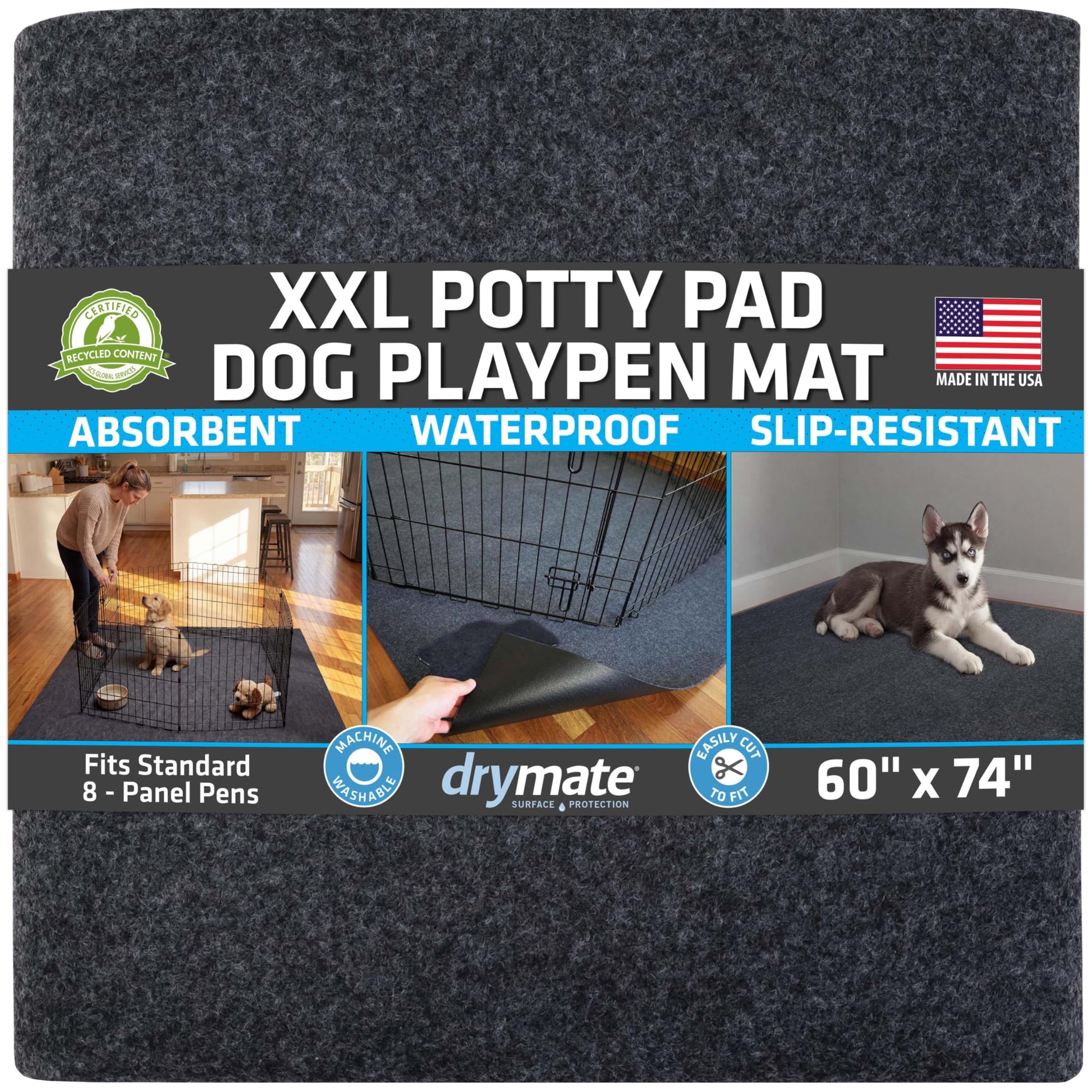 Drymate Jumbo XXL Potty Pad, Dog Playpen Mat Whelping (60x74), Mat