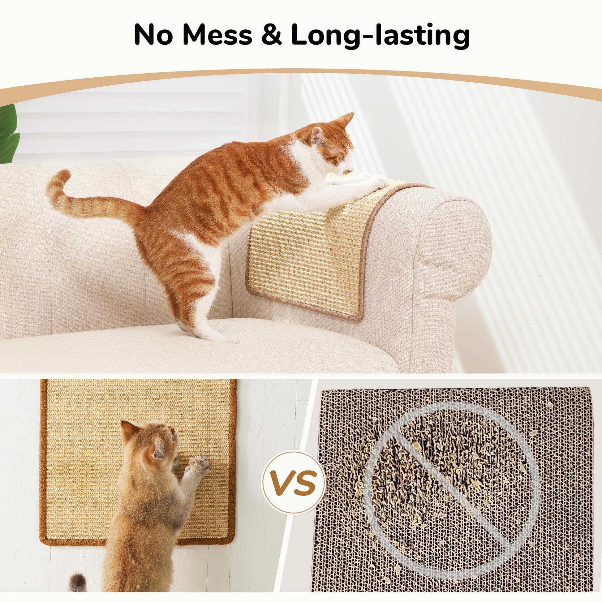 FUKUMARU 2 Packs Cat Scratching Mat, Natural Sisal Cat Scratch Pad