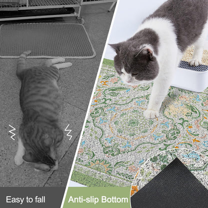 Glittme 2PCS Cat Litter Mat with Non-Slip Bottom Litter Box Mat Mat