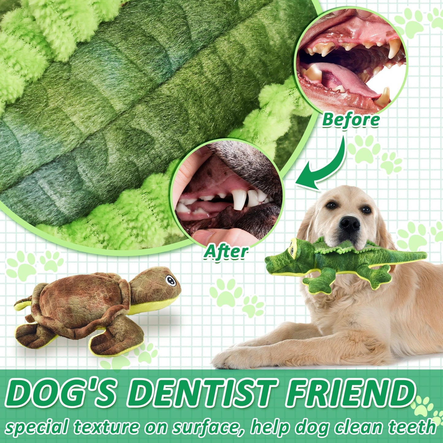 LECHONG Stuffed Animal Dog Toys, 5 Pack Tough Squeaky Dog Toys, Plush