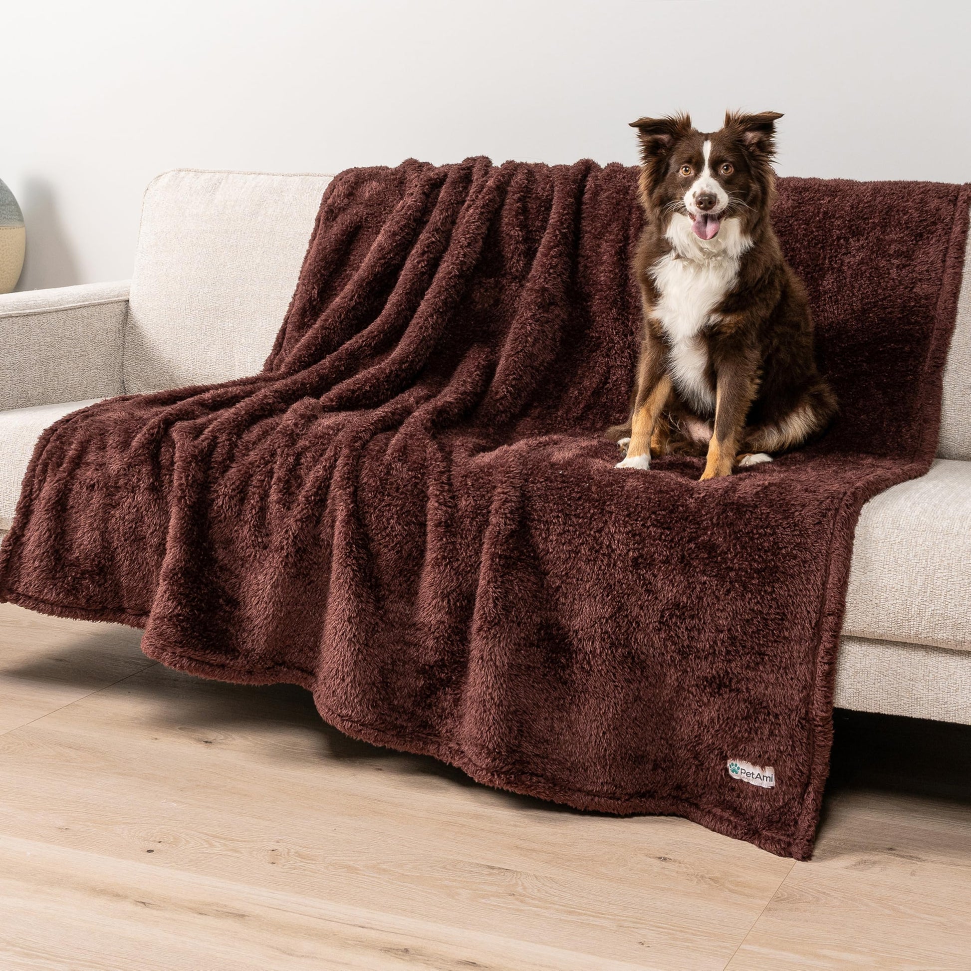 PetAmi Fluffy Waterproof Dog Blanket for Bed Large Dogs, Soft Crate