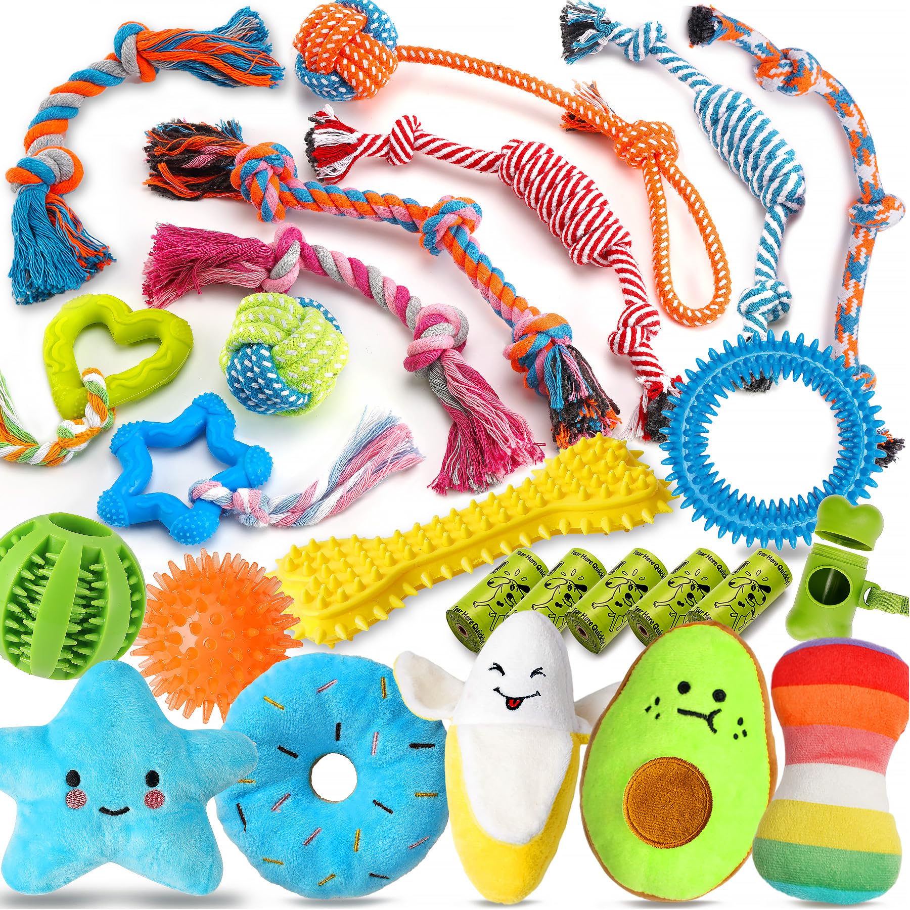 Zeaxuie 25 Pack Luxury Dog Chew Toys for Puppy, Dog Toys with Chew