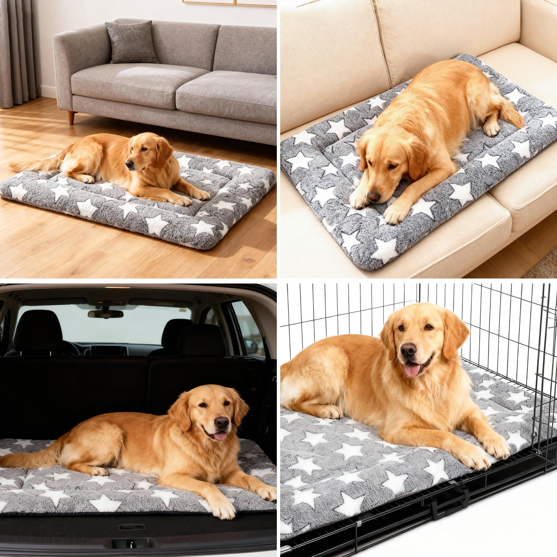 Fogkiss Dog Bed Mat, Reversible Crate Pad Durable Dog Bed Machine Bed