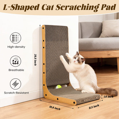 PatiencET L Shape Cat Scratcher, Cardboard Scratch Pad for Indoor Pad