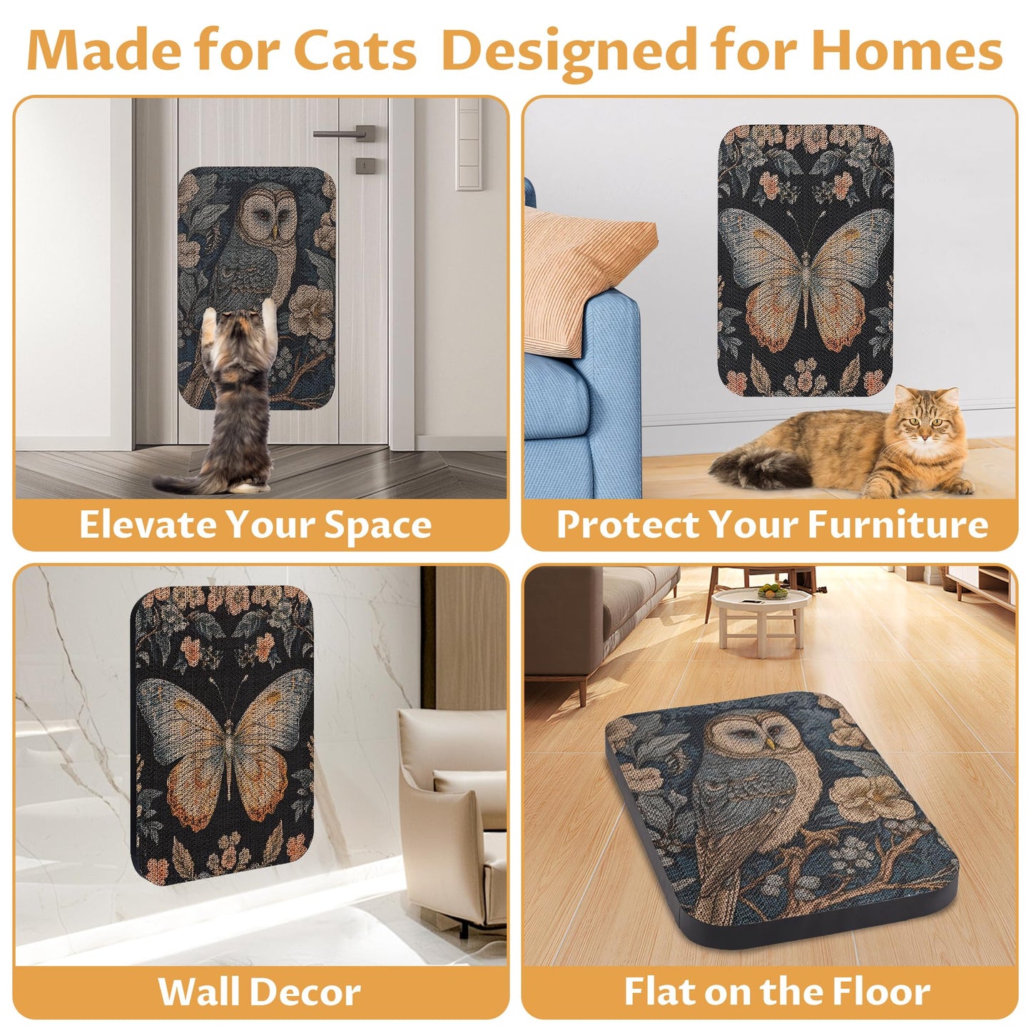 LESISSMER 2 Pack Art Cat Scratcher, Wall-Mountable Cat Scratch Pad