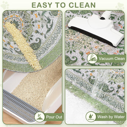 Unicorn Catcher Cat Litter Mat 40" x 30" Non-Slip Litter Box Mat