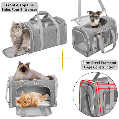 Soft-Sided Cat/Dog/Pet Carrier, Collapsible Pets Travel Carriers