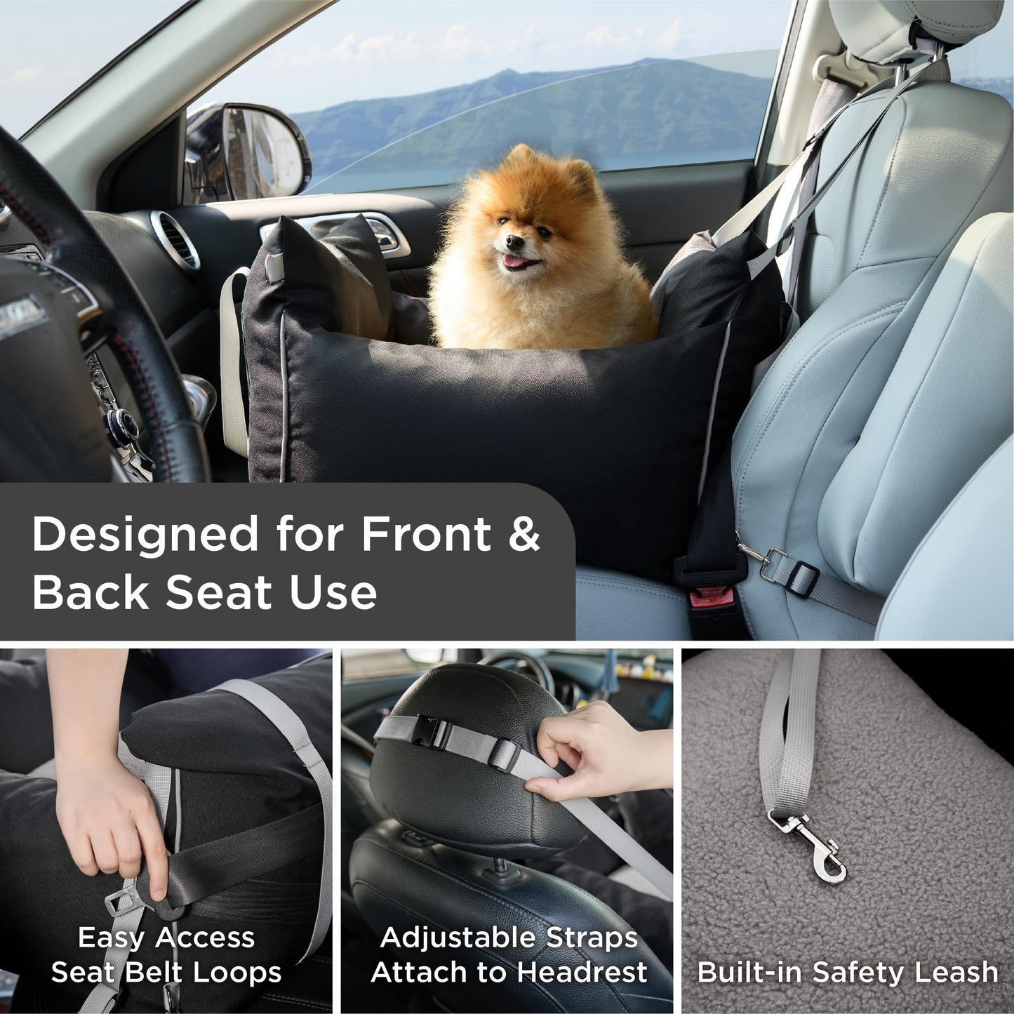 Lesure Small Dog Car Seat for Small Dogs Waterproof Dog Booster Seat