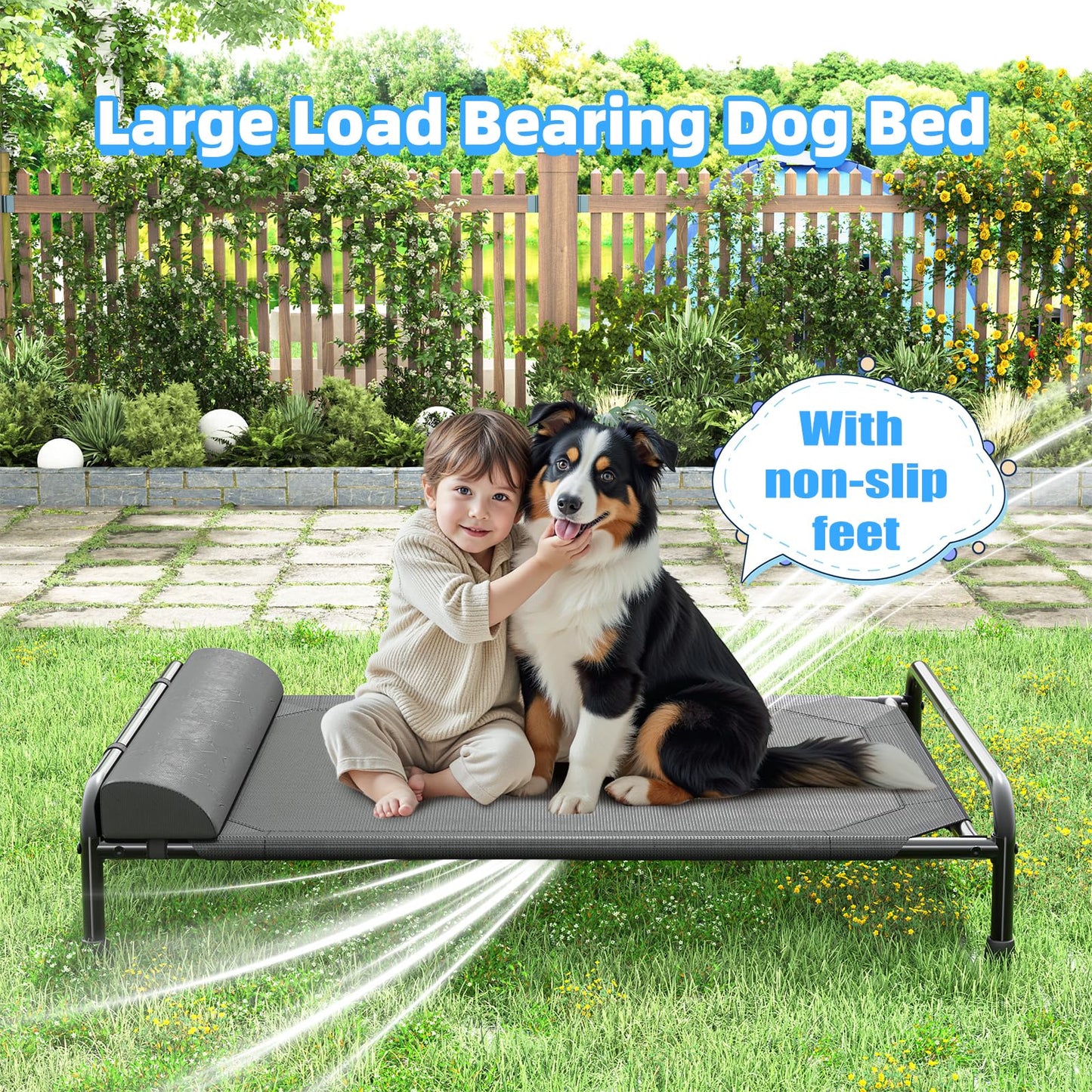 Simple Trending Elevated Dog Bed for Large Dogs, Cooling Raised Bed