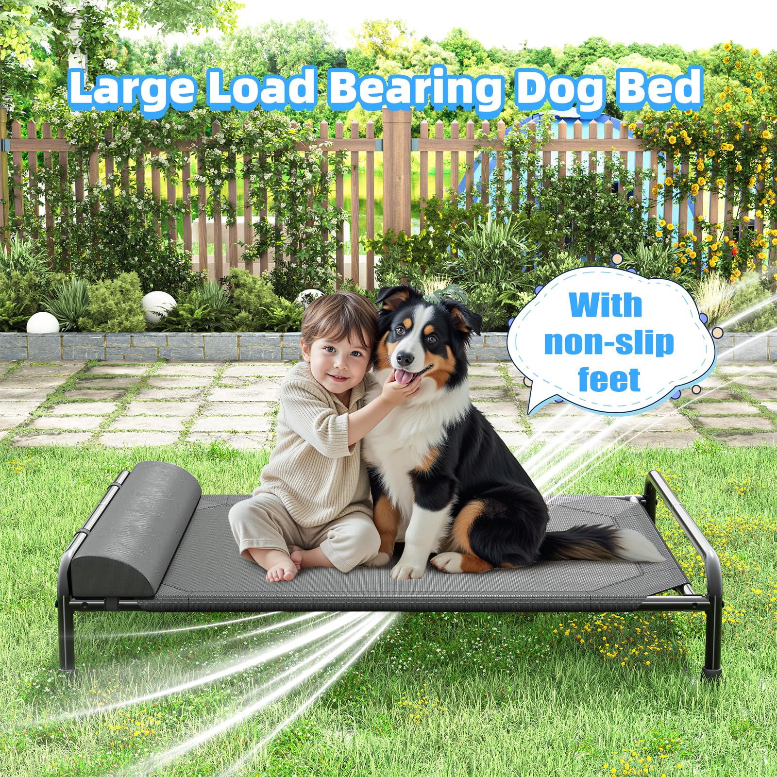 Simple Trending Elevated Dog Bed for Large Dogs, Cooling Raised Bed