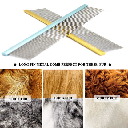 Large Metal Dog Grooming Comb for Shedding Matted Hair Comb