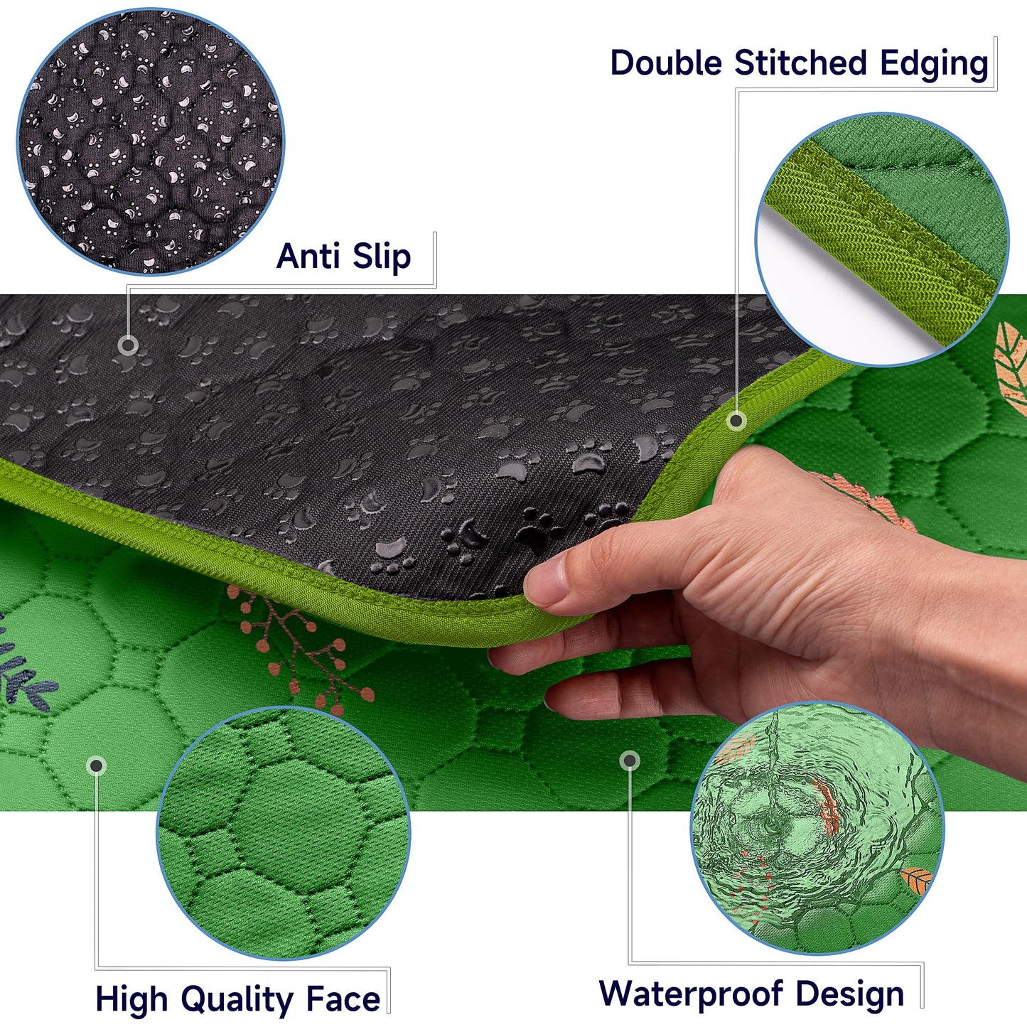 Sunheir Washable Pee Pads for Dogs 2-Pack Reusable Puppy Pads Crate