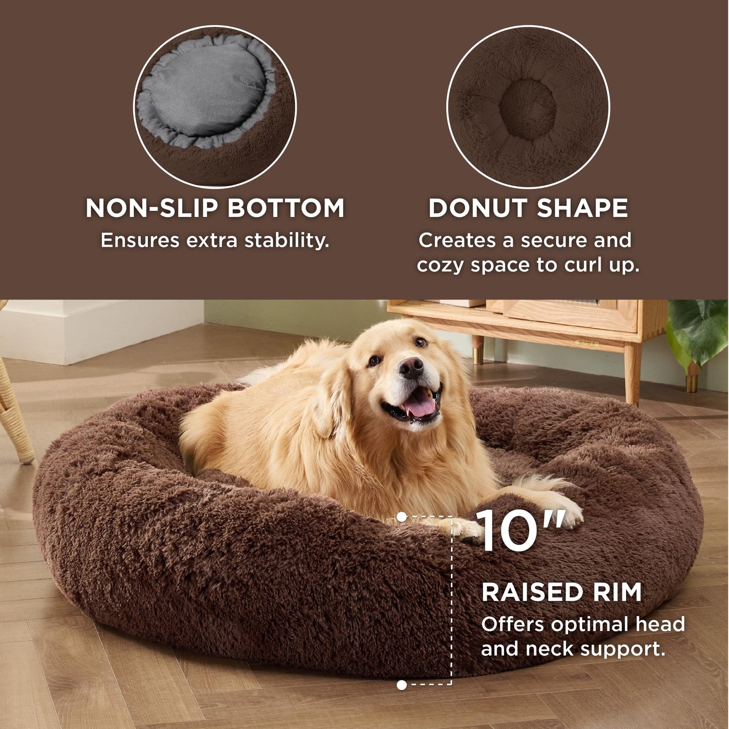 Bedsure Calming Dog Bed for Extra Large Dogs Donut Washable Bed