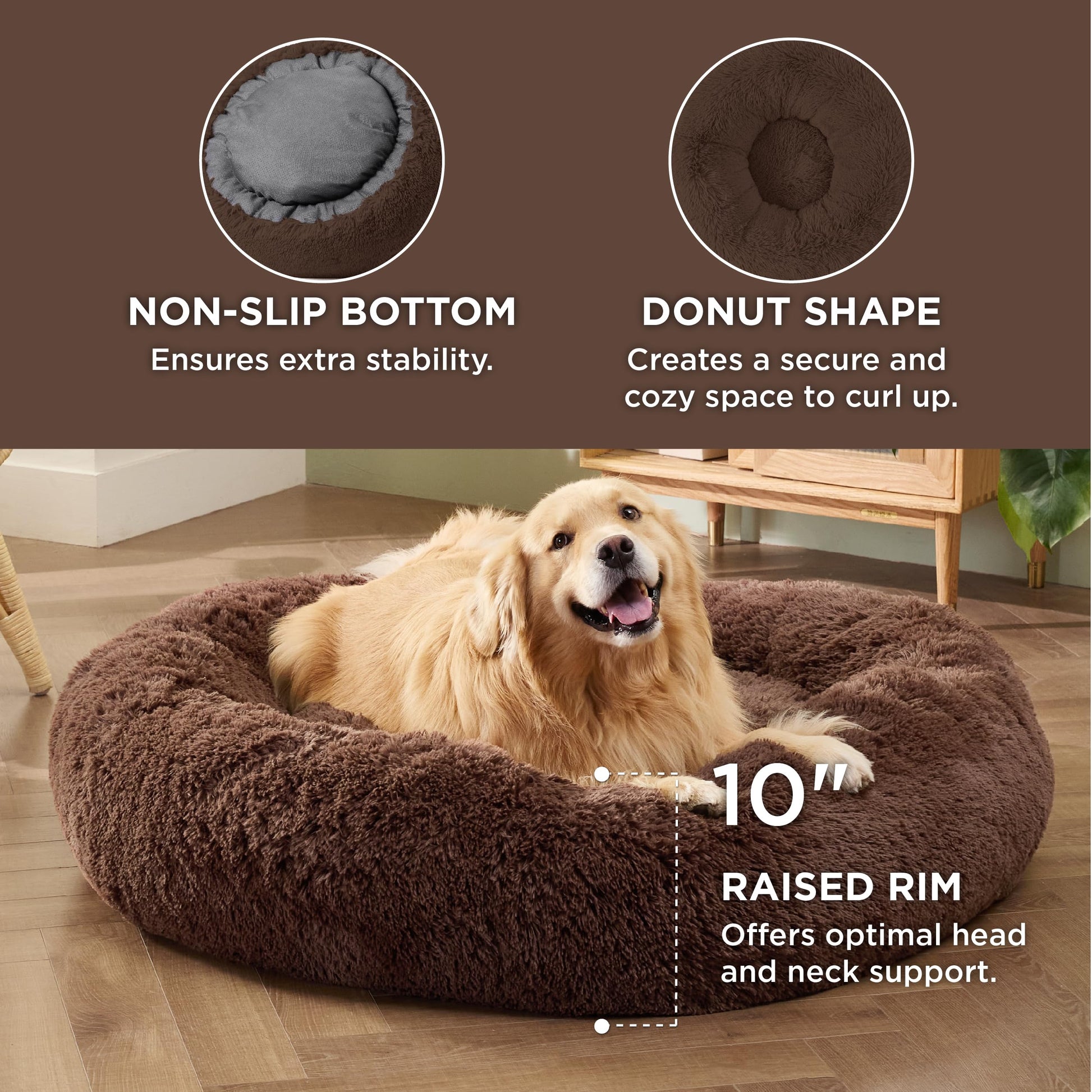 Bedsure Calming Dog Bed for Extra Large Dogs Donut Washable Bed