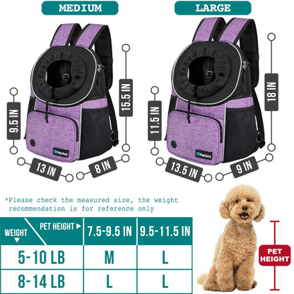PetAmi Adjustable Cat Dog Chest Carrier Backpack, Ventilated Carrier