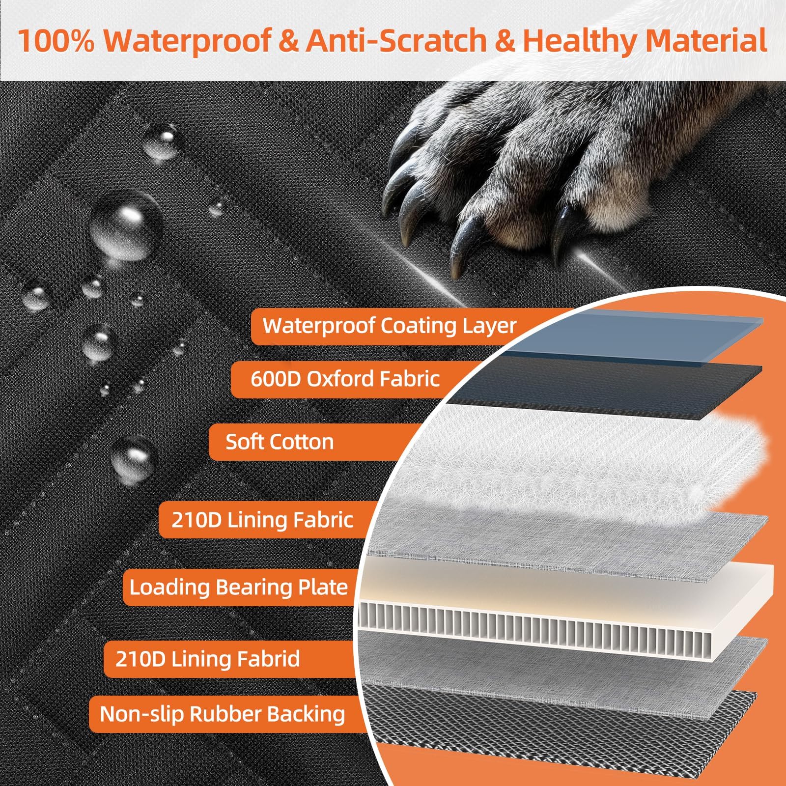 LEHNI Back Seat Extender for Dogs,Hard Bottom Car Seat Cover