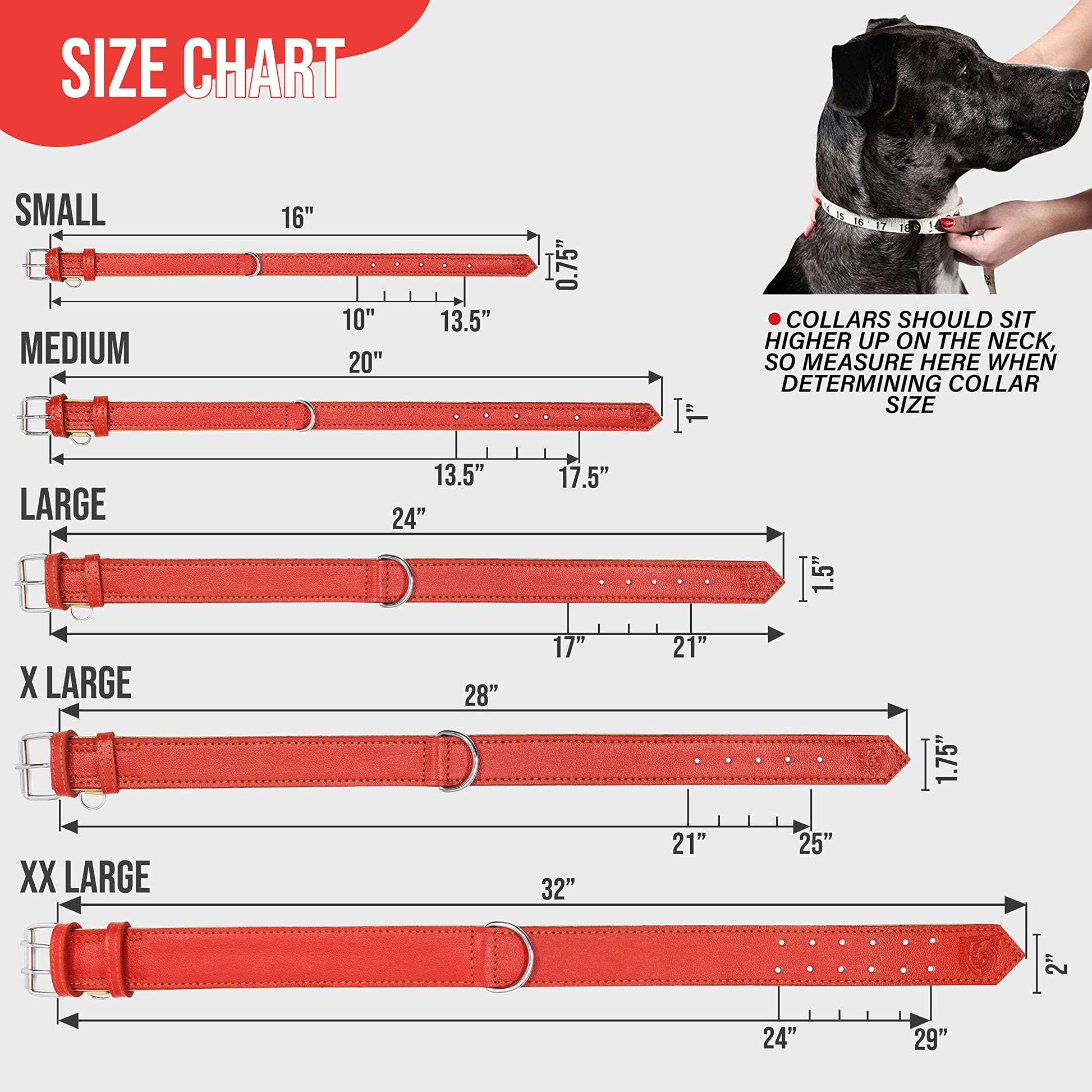 Riparo Leather Dog Collar Heavy Duty Wide Dog Collar