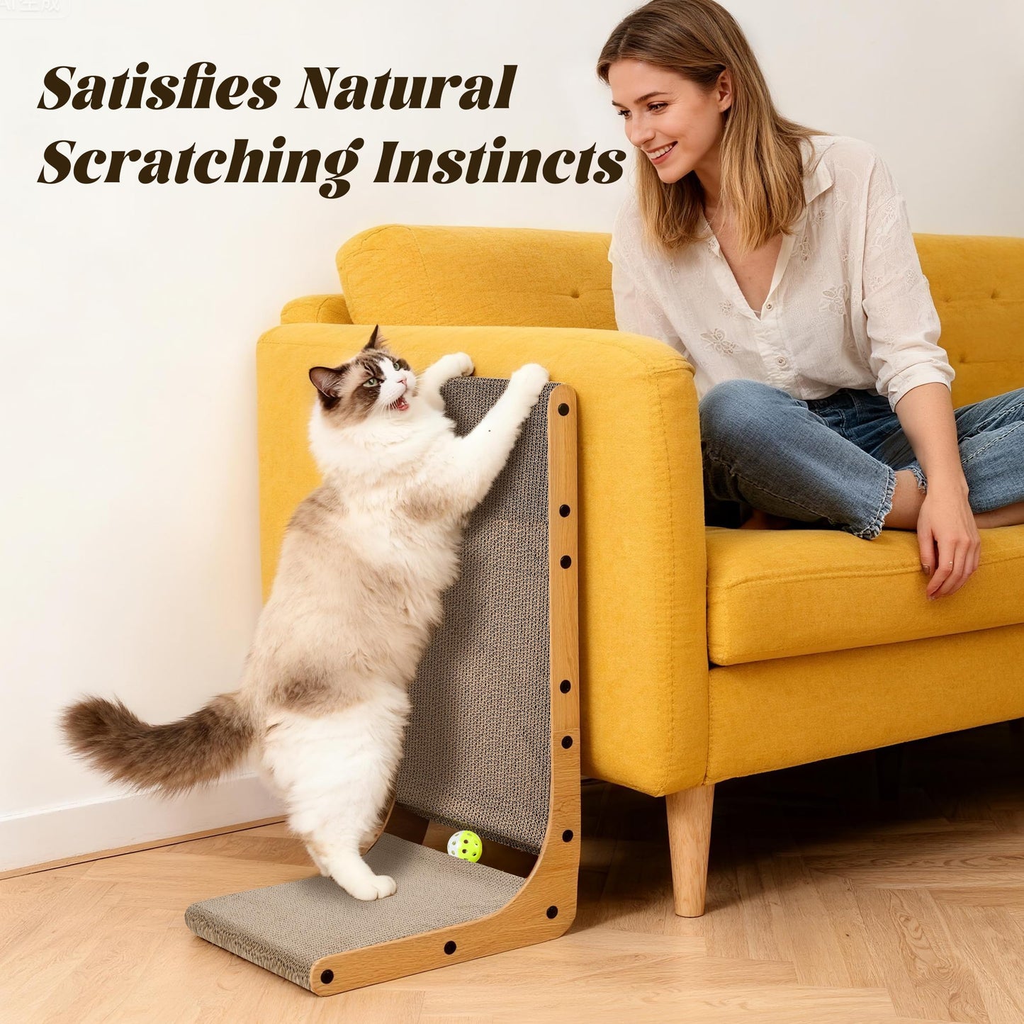 PatiencET L Shape Cat Scratcher, Cardboard Scratch Pad for Indoor Pad