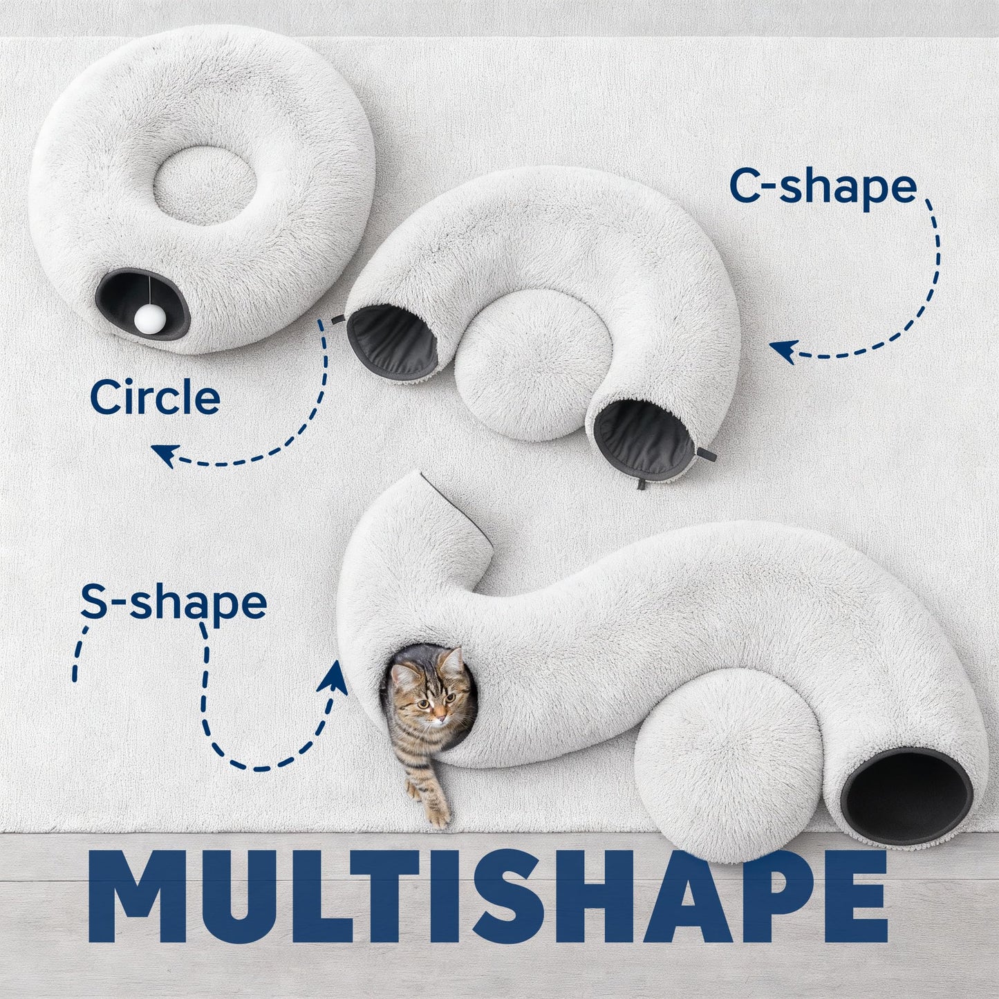 Cat Donut Tunnel Bed Cat Tunnels for Indoor Cats XL Plush Circle Bed