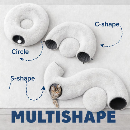 Cat Donut Tunnel Bed Cat Tunnels for Indoor Cats XL Plush Circle Bed