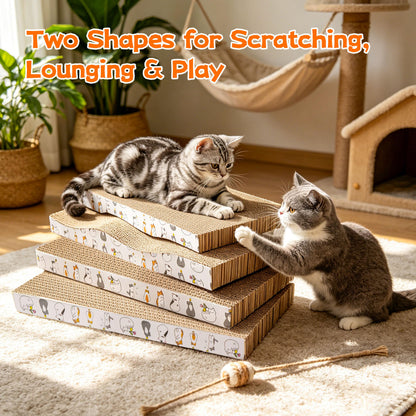 PatiencET Cardboard Cat Scratcher Pads, 4-Pack (2 Flat Pads