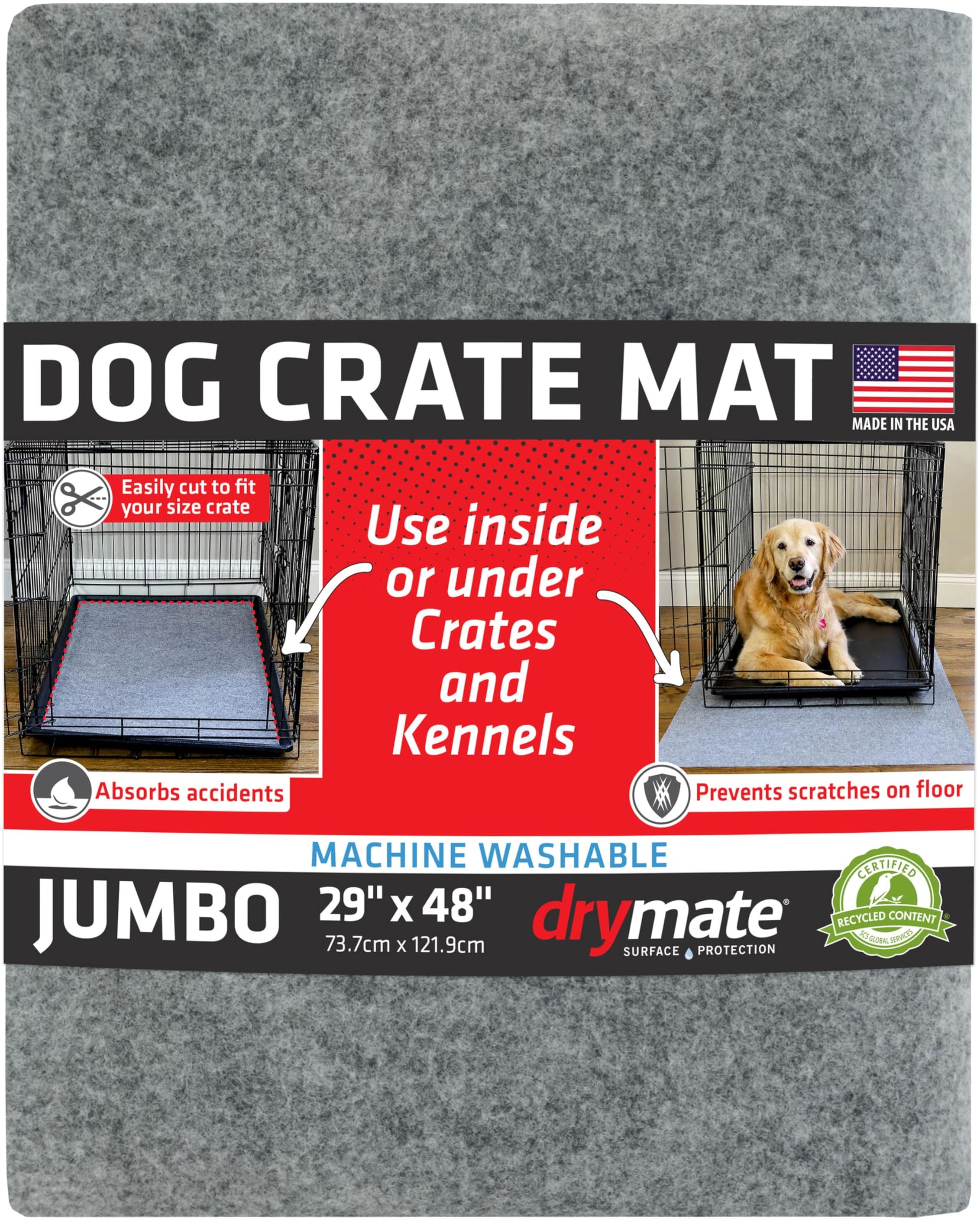 Drymate Dog Crate Mat Liner, Absorbs Urine, Waterproof, Non-Slip Mat