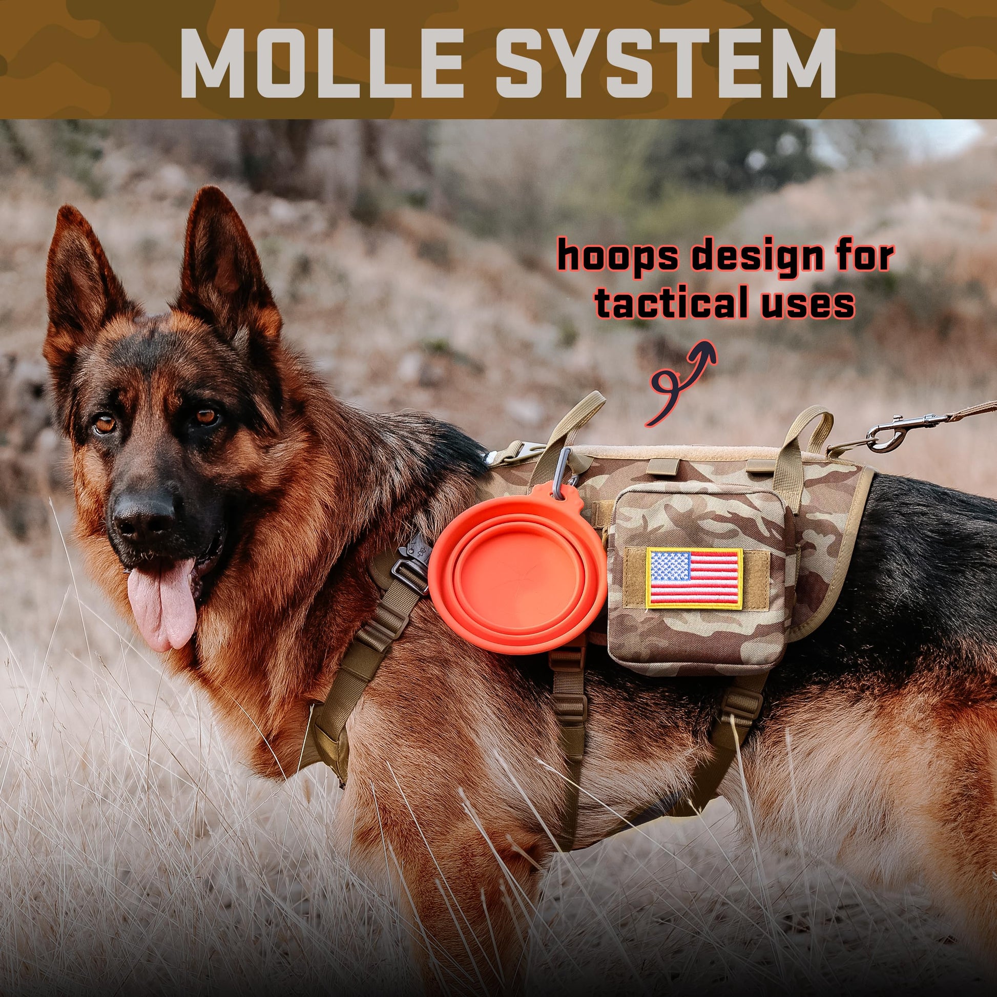 Forestpaw Tactical Dog Harness Tactical Dog Collar with Bungee Leash
