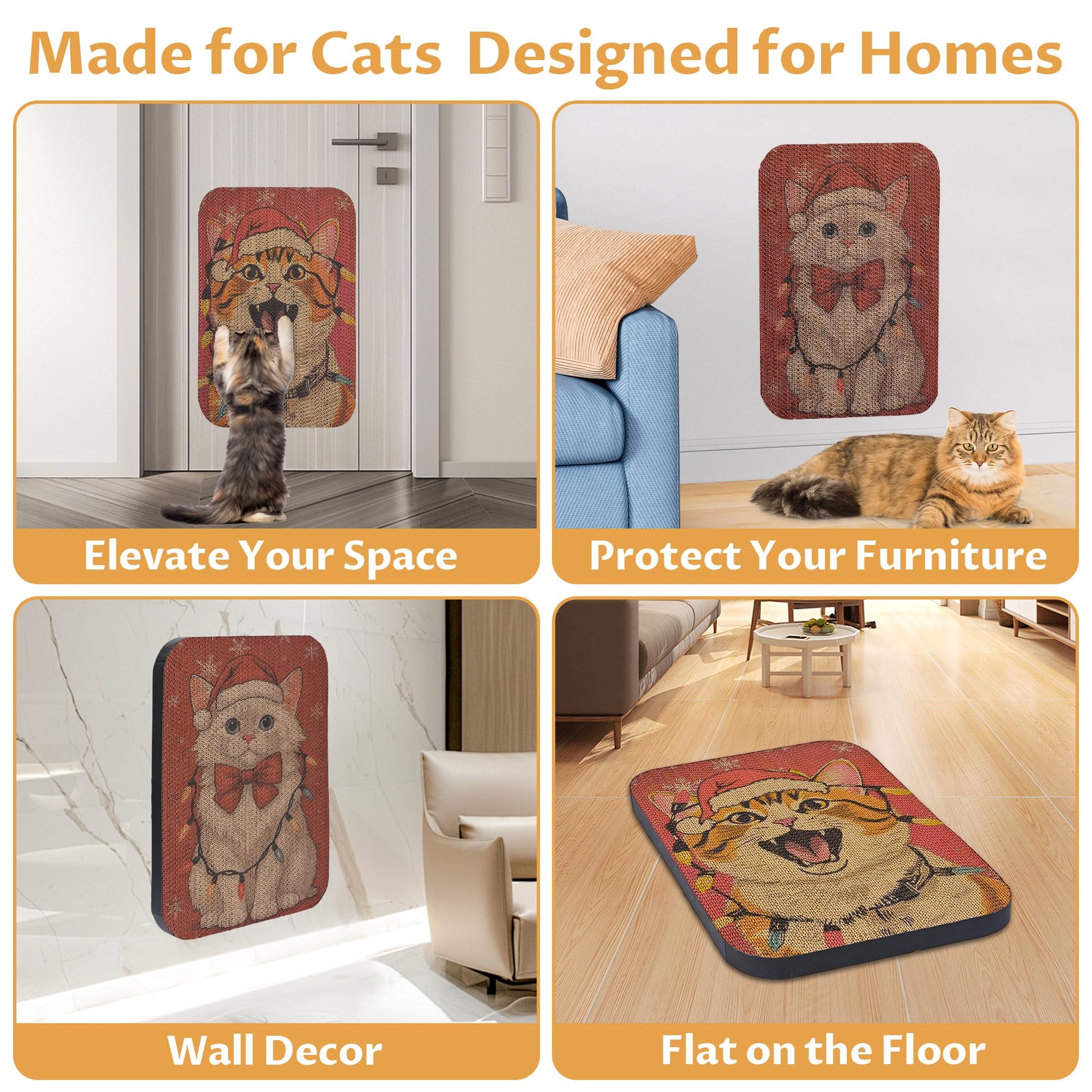 LESISSMER 2 Packs Art Cat Wall-Mountable Scratching Board Cat Wall Pad