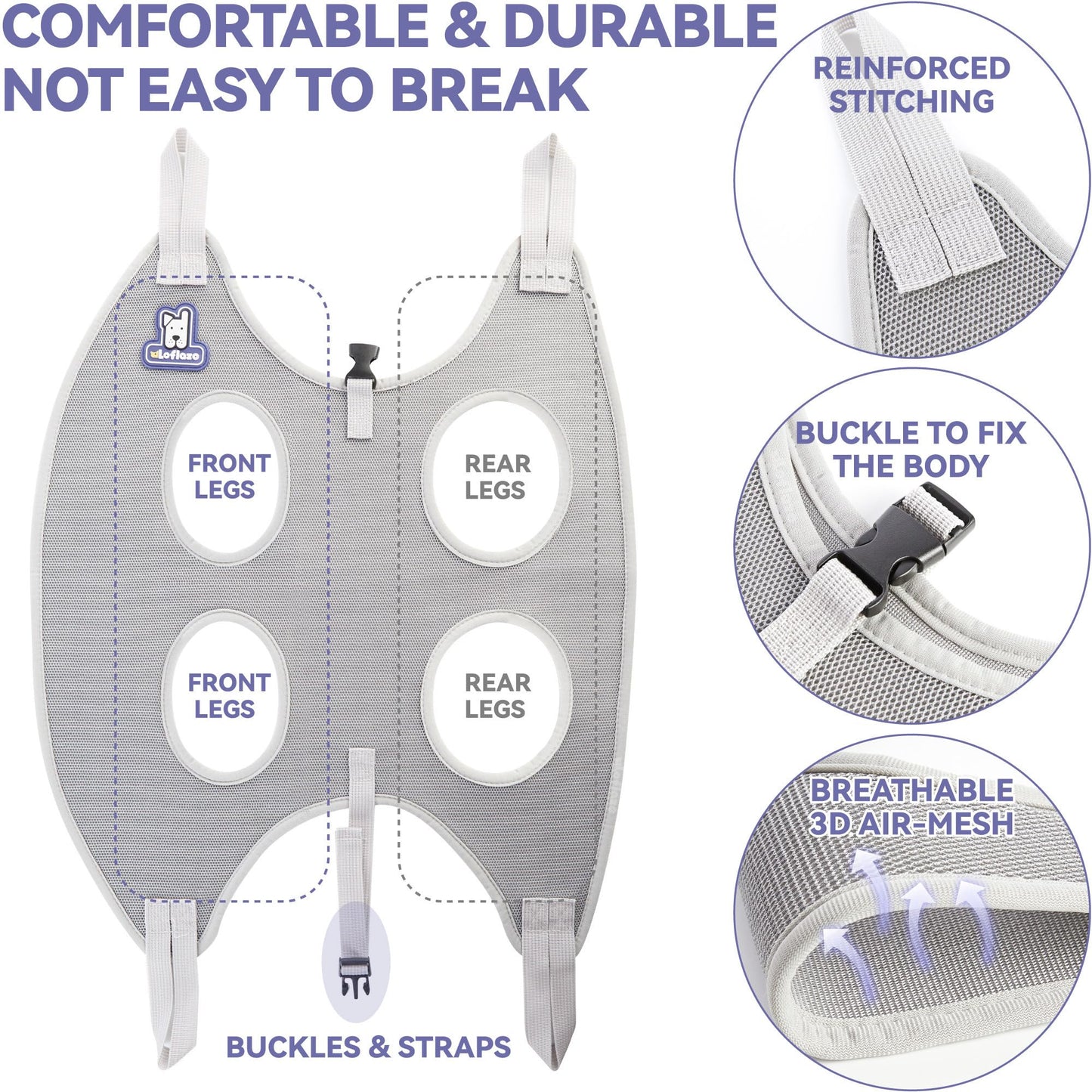 Loflaze Dog Grooming Hammock Harness for Dogs Cats with Pet Nail Bag