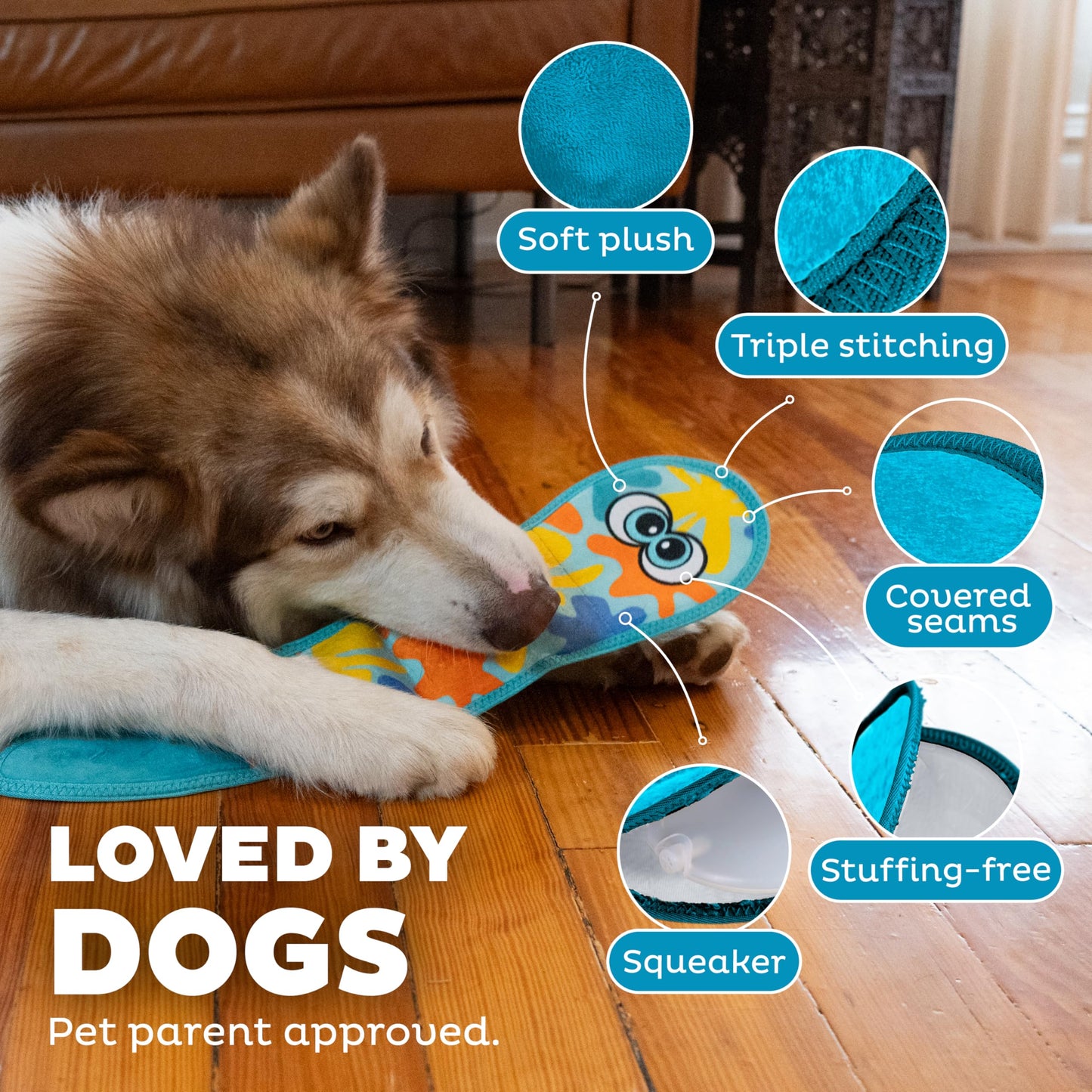 Outward Hound Tough Skinz Durable Squeaky Dog Toy with Two Tough Toy