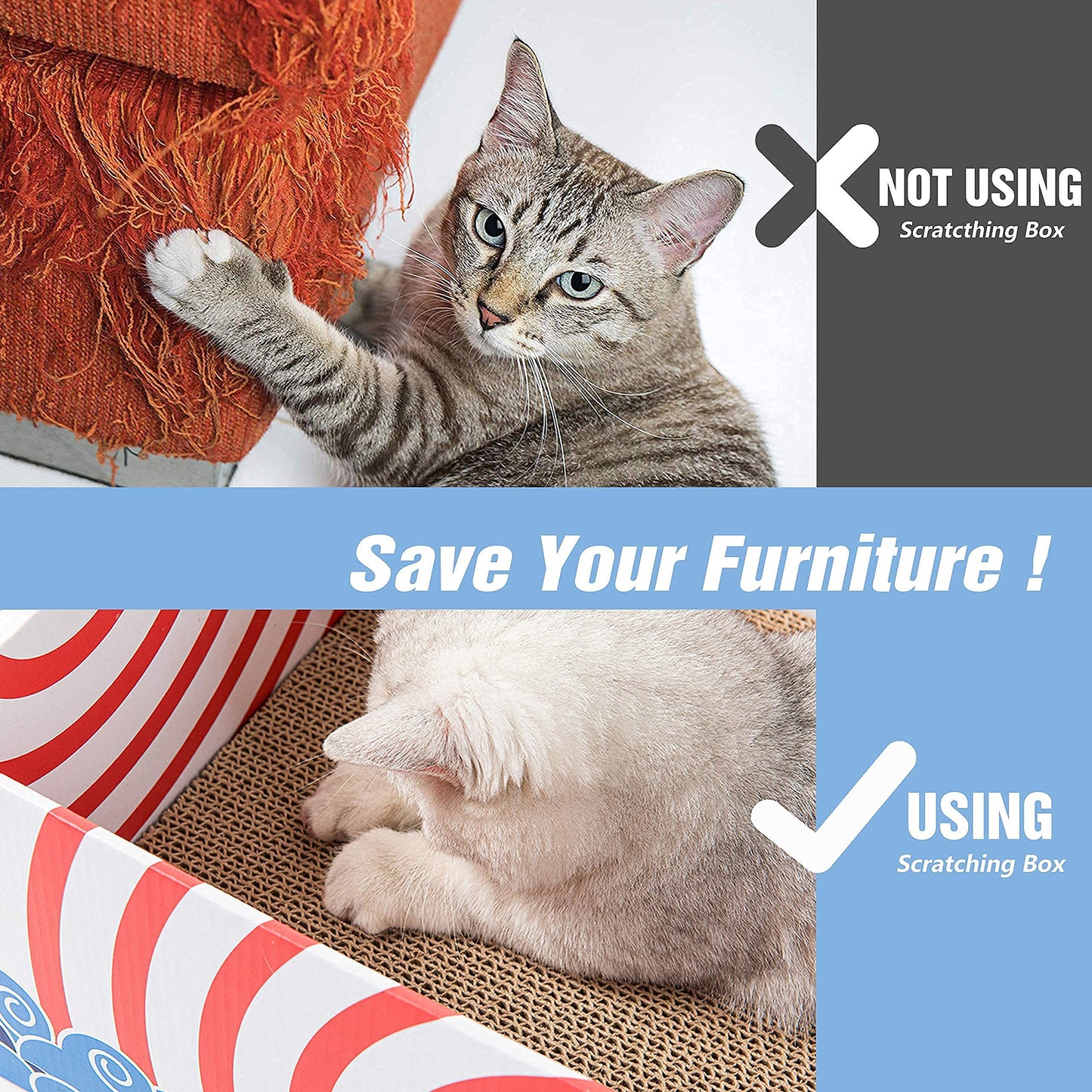 Conlun Cat Scratcher Box with Heavy-Duty Double-Sided Cardboard Pad
