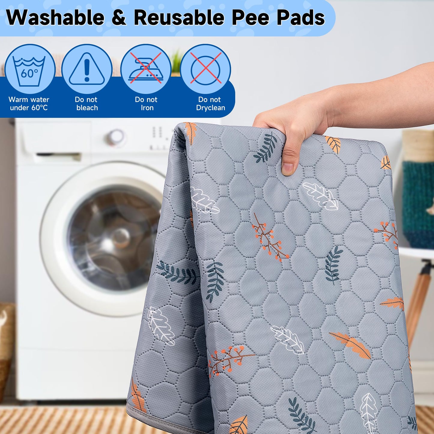 Sunheir Washable Pee Pads for Dogs Extra Large 36" x 72" 2-Pack Crate