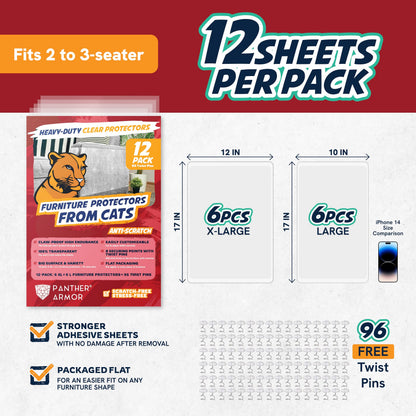 12 Pack Cat Scratch Furniture Protector Sheets Clear Couch Furniture