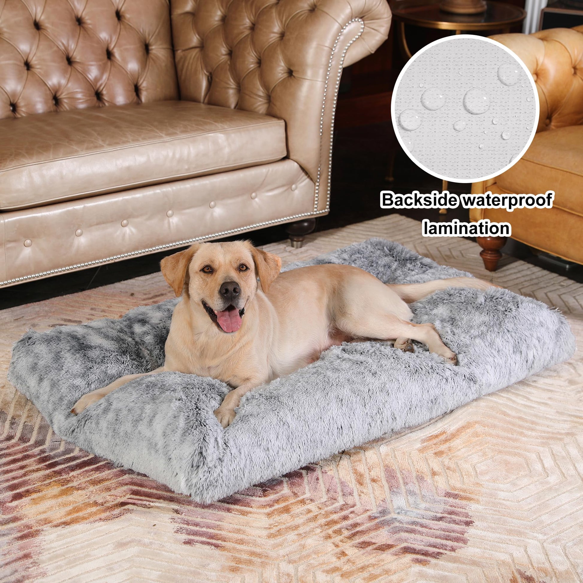 Bedfolks Waterproof Kennel Pad Plush Dog Bed, XXL Crate Bed x29" Bed
