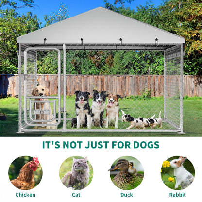 YITAHOME Outdoor Dog Kennel with Rotating Feeder Bowls, Feeder