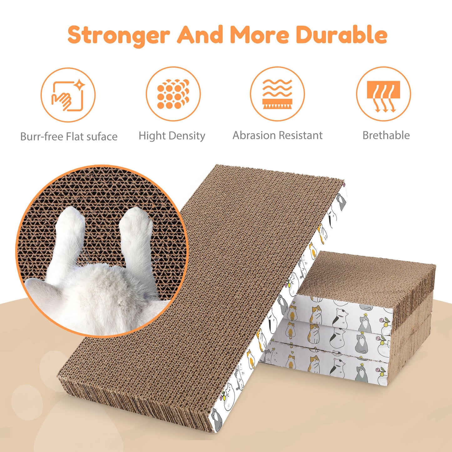 PatiencET Cat Scratch Pad with Box, 4 Pack Cardboard Cat Scratcher