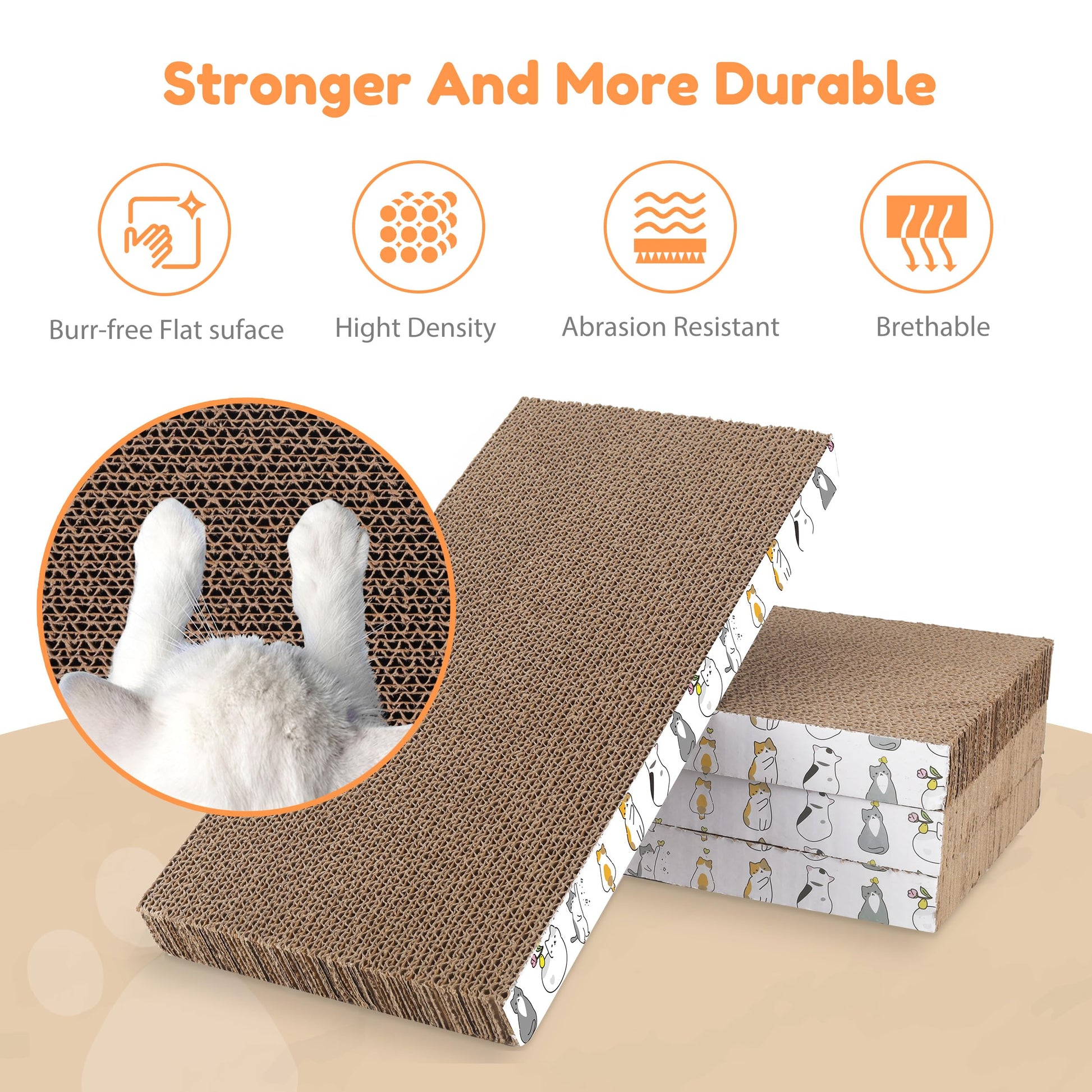 PatiencET Cat Scratch Pad with Box, 4 Pack Cardboard Cat Scratcher