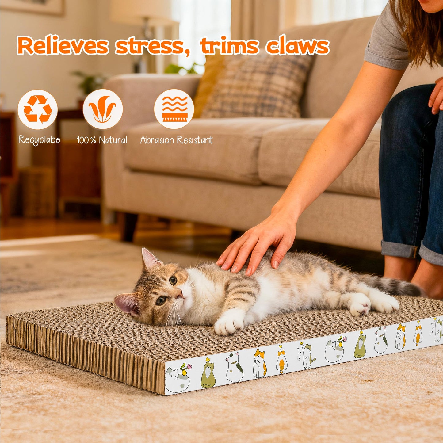 PatiencET Cat Scratching Board 4 Pack, Cardboard Cat Scratcher
