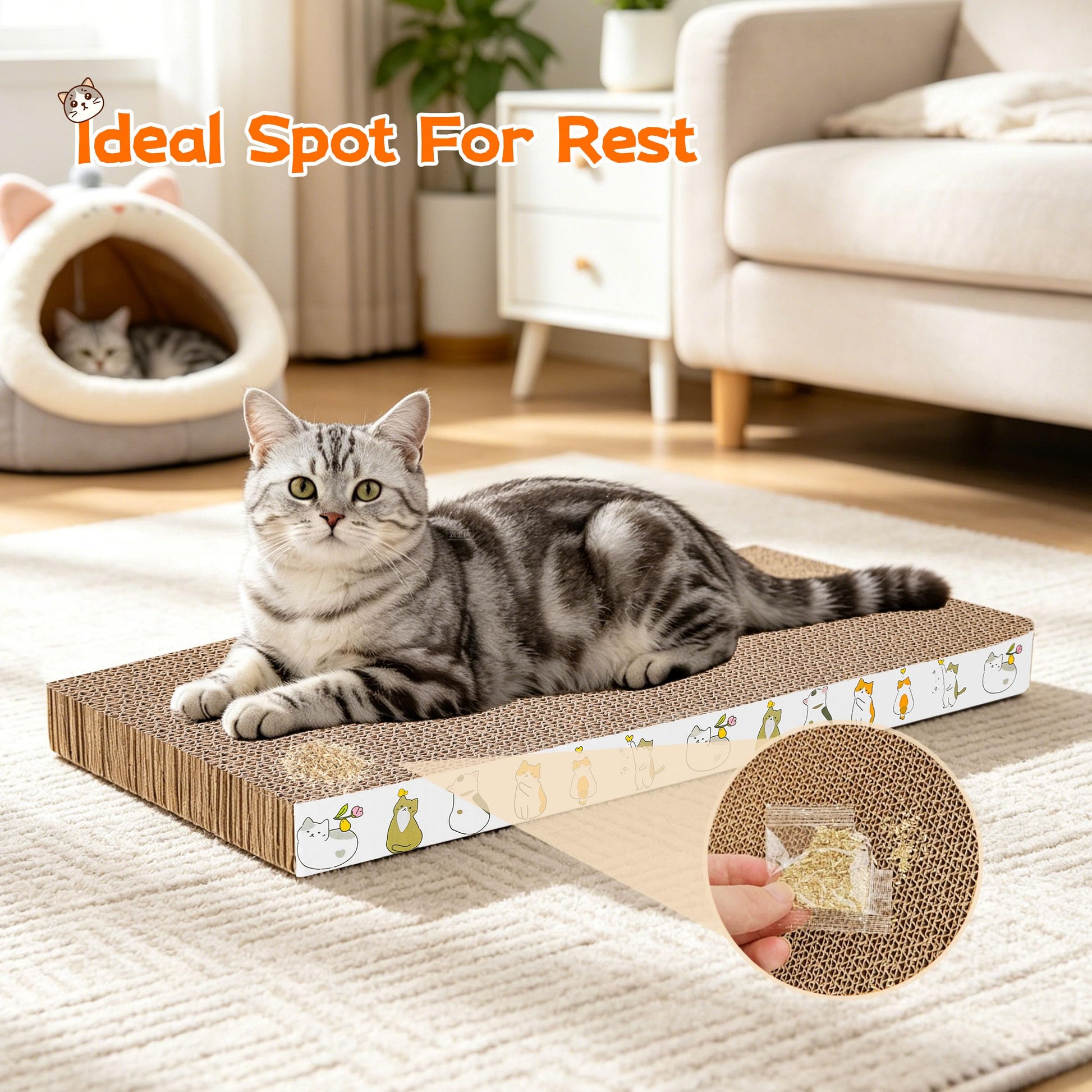 PatiencET Cardboard Cat Scratcher Pads, 4-Pack (2 Flat Pads