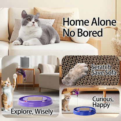 JOPOY Interactive Cat Ball Track Toy Cat Scratcher with 2 Balls