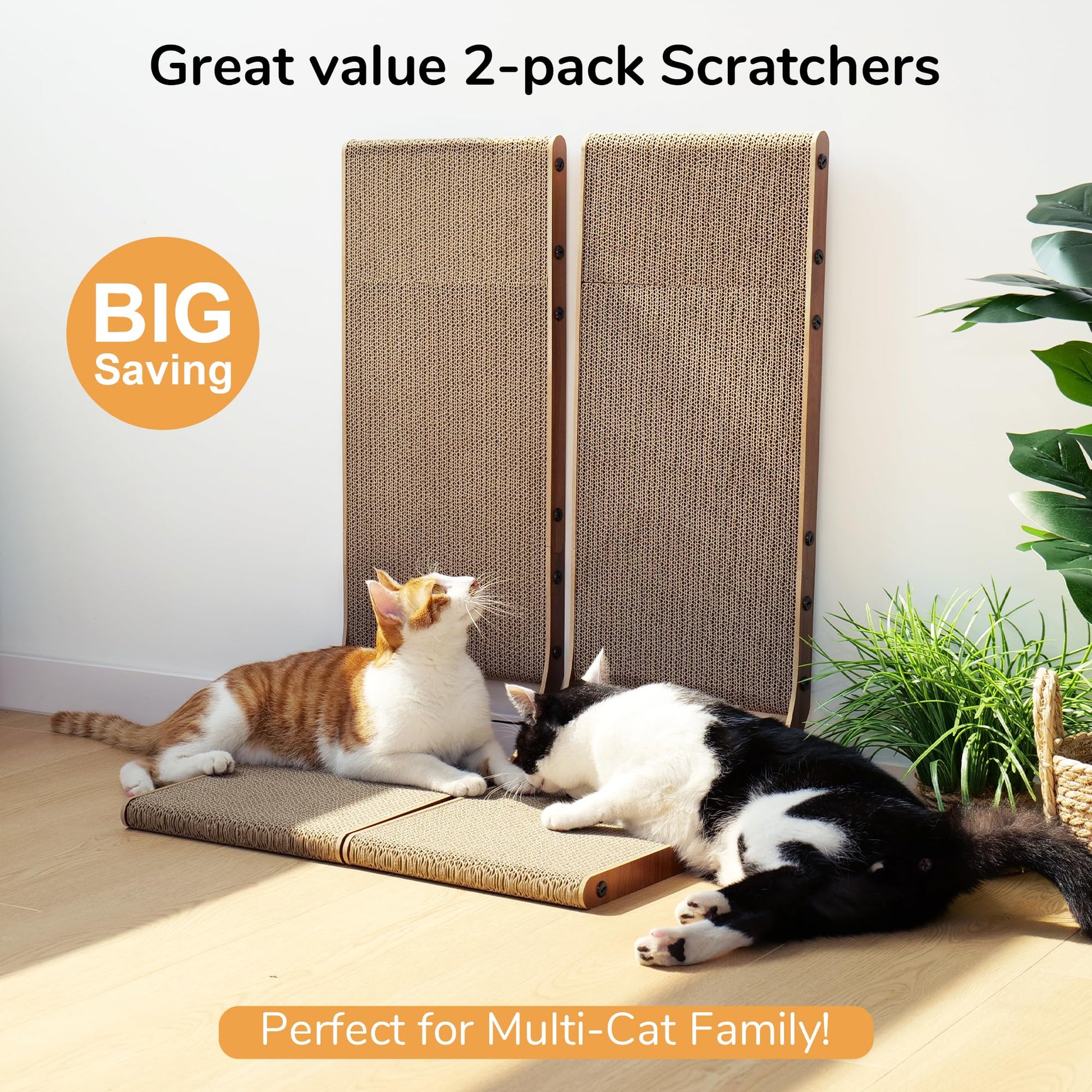 FUKUMARU Cat Scratcher, Cat Scratch Pad for Indoor Cats, L Shaped Pad