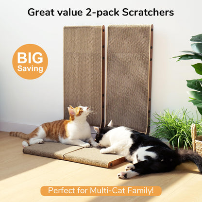 FUKUMARU Cat Scratcher, Cat Scratch Pad for Indoor Cats, L Shaped Pad