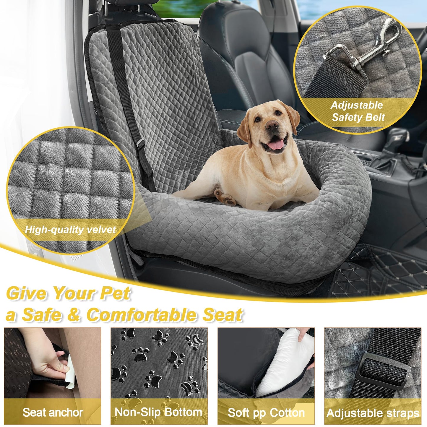 Dog Car Seat for Small Medium Dogs,Detachable Washable Travel Seat