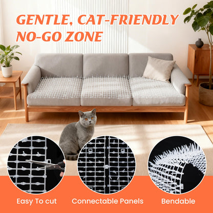 OCEANPAX 2 Pack Transparent Cat Scat Mat with Soft Spikes, Clear Mat