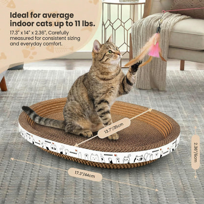 Romohom 3 Pack Oval Cardboard Cat Scratcher Lounger Bed, Board