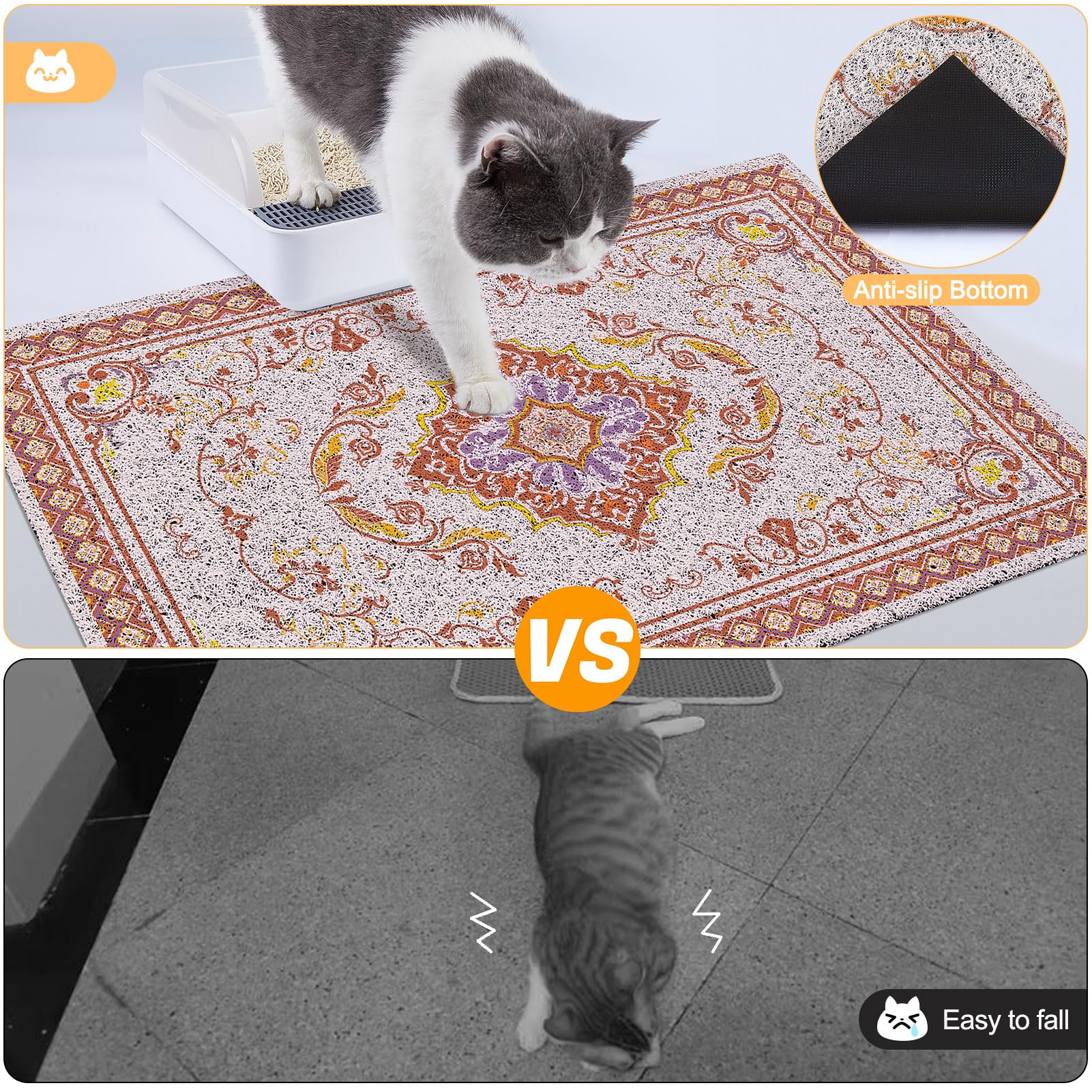 Glittme Cat Litter Mat with Non-Slip Bottom Litter Box Mat X22" Litter